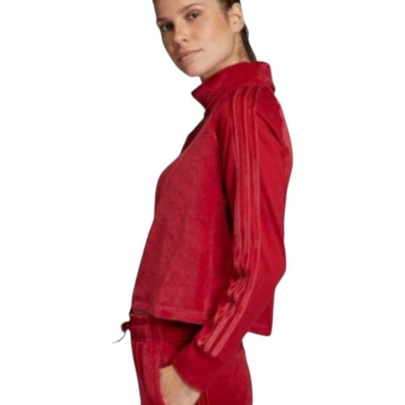 Adidas Logo Sport ID Red Velour Top Size Large NWT - Picture 6 of 6
